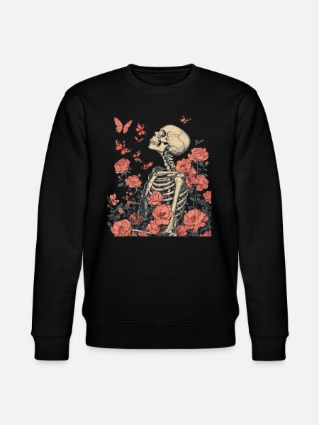 Skeleton Flowers - Stanley/Stella CHANGER Unisex Organic Sweatshirt - black