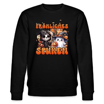 HAPPY HALLOWEEN FRÖHLICHES SPUKEN Lustiges - Stanley/Stella Unisex Bio-Sweatshirt CHANGER  - Schwarz - Vorne - Nik (191cm) & Marisol (170cm)