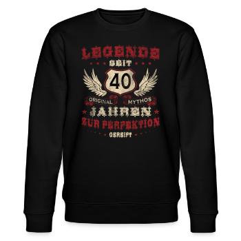 40th Birthday Legendary for 40 Years Legend 40 - Stanley/Stella CHANGER Unisex Organic Sweatshirt - black - Front - Nik (191cm) & Marisol (170cm)