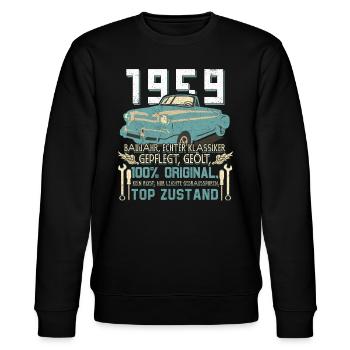 Oldtimer Baujahr 1959 Geboren Jahrgang Geburtstag - Stanley/Stella Unisex Bio-Sweatshirt CHANGER  - Schwarz - Vorne - Nik (191cm) & Marisol (170cm)