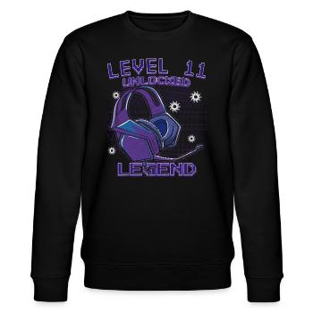 Niveau 11 débloqué 11e anniversaire Gamer rétro - Sweat bio CHANGER Stanley/Stella Unisexe - noir - Devant - Nik (191cm) & Marisol (170cm)