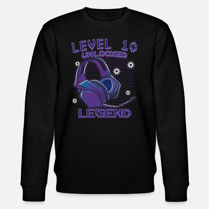 Level 10 Unlocked Zocker 10 Geburtstag Geschenk - Stanley/Stella Unisex Bio-Sweatshirt CHANGER  - Schwarz