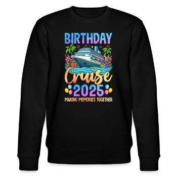 Birthday Cruise 2025 Making Memories Together - Stanley/Stella Unisex Bio-Sweatshirt CHANGER  - Schwarz - Vorne - Nik (191cm) & Marisol (170cm)