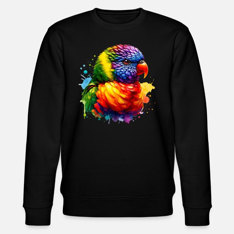 Regenbogenlori Motiv - Stanley/Stella Unisex Bio-Sweatshirt CHANGER  - Schwarz