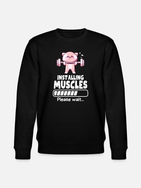 Muscle Building Weightlifting Cat Gym Humor - Stanley/Stella CHANGER Unisex Organic Sweatshirt - black