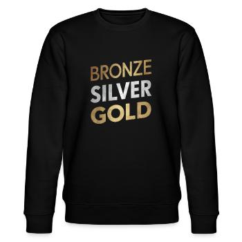 Bronze Silber Gold - Stanley/Stella Unisex Bio-Sweatshirt CHANGER  - Schwarz - Vorne - Nik (191cm) & Marisol (170cm)