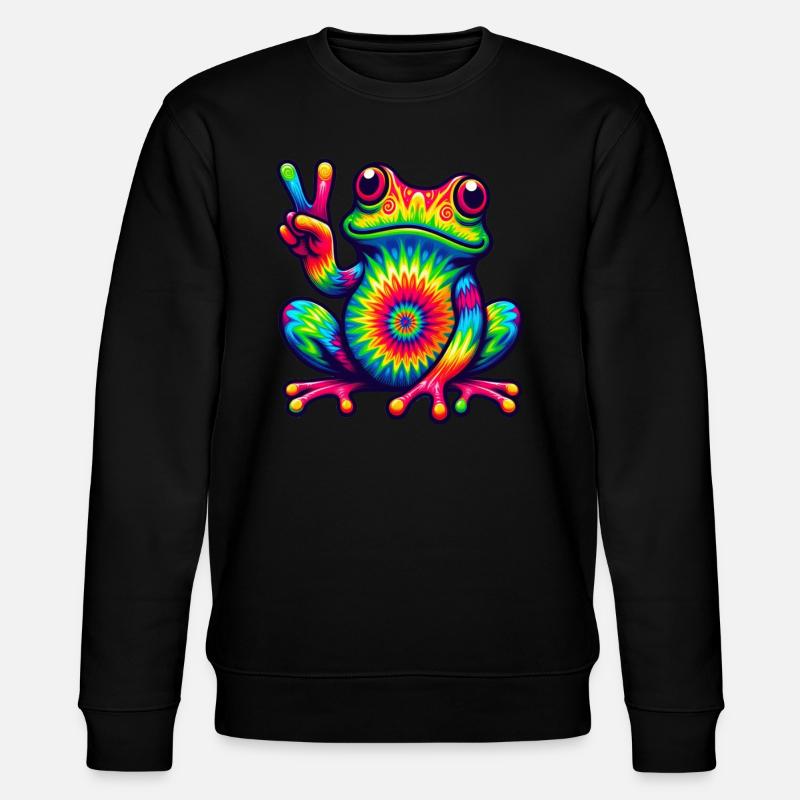 Frosch Friedenszeichen Niedliche Hippie - Stanley/Stella Unisex Bio-Sweatshirt CHANGER - Schwarz