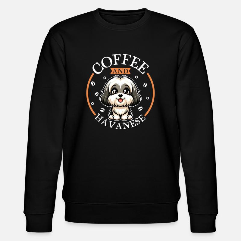 Café et bichon havanais - Sweat bio CHANGER Stanley/Stella Unisexe - noir