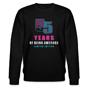 55 Years Of Being Awesome - Stanley/Stella CHANGER Unisex Organic Sweatshirt - black - Front - Nik (191cm) & Marisol (170cm)