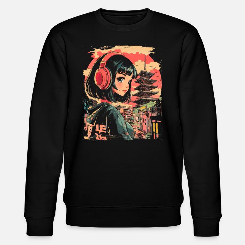 Anime Mädchen Japan - Stanley/Stella Unisex Bio-Sweatshirt CHANGER  - Schwarz