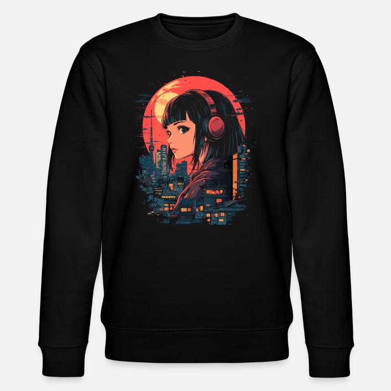 Anime Mädchen Japan - Stanley/Stella Unisex Bio-Sweatshirt CHANGER  - Schwarz