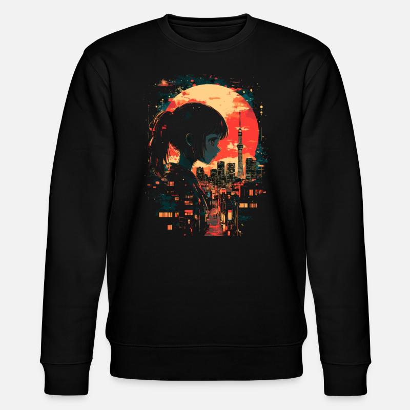 Anime Mädchen Japan - Stanley/Stella Unisex Bio-Sweatshirt CHANGER  - Schwarz