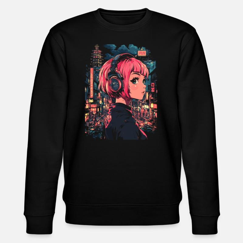 Anime Mädchen Japan - Stanley/Stella Unisex Bio-Sweatshirt CHANGER  - Schwarz