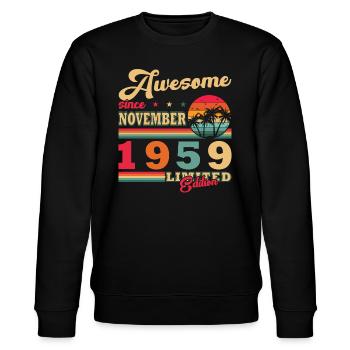 Novembre 1959 Anniversaire Novembre 1959 Novembre - Sweat bio CHANGER Stanley/Stella Unisexe - noir - Devant - Nik (191cm) & Marisol (170cm)