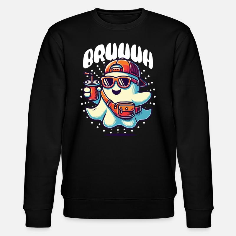 Scary funny halloween ghost - Stanley/Stella CHANGER Unisex Organic Sweatshirt - black