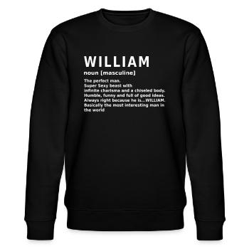 William Namen Geschenk - Stanley/Stella Unisex Bio-Sweatshirt CHANGER  - Schwarz - Vorne - Nik (191cm) & Marisol (170cm)