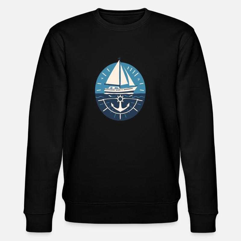 äSegelboot Mit Anker Und Meer - Stanley/Stella Unisex Bio-Sweatshirt CHANGER  - Schwarz