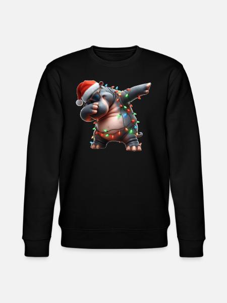 Dabbing Hippo Sunglasses Cute - Stanley/Stella CHANGER Unisex Organic Sweatshirt - black