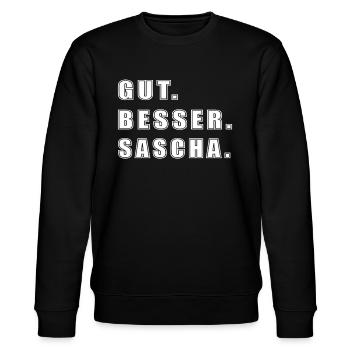 Sascha Name Spruch Geschenk Vorname Sascha - Stanley/Stella Unisex Bio-Sweatshirt CHANGER  - Schwarz - Vorne - Nik (191cm) & Marisol (170cm)