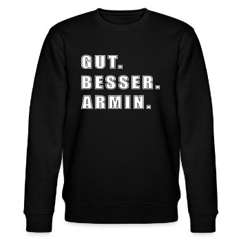 Armin Name Spruch Geschenk - Stanley/Stella Unisex Bio-Sweatshirt CHANGER  - Schwarz - Vorne - Nik (191cm) & Marisol (170cm)