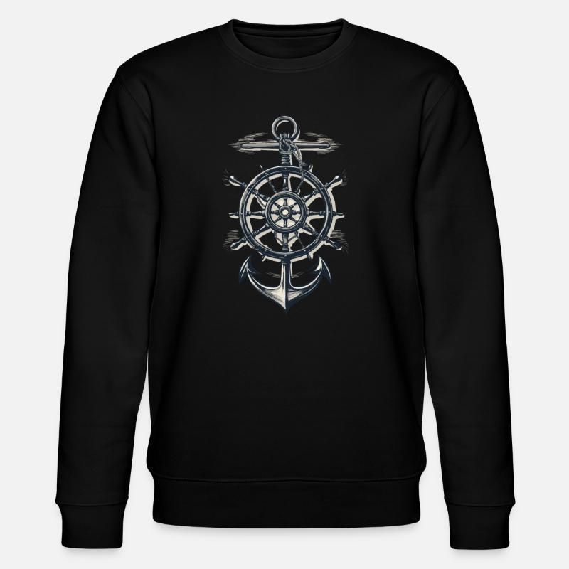 Maritimer Kompass Anker Symbol - Stanley/Stella Unisex Bio-Sweatshirt CHANGER  - Schwarz