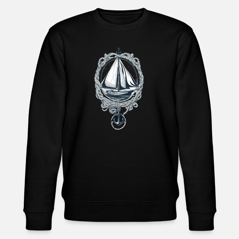 Elegantes Segelboot Mit Anker - Stanley/Stella Unisex Bio-Sweatshirt CHANGER  - Schwarz