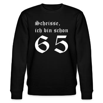 Scheisse schon 65ig. 65 Jahre. 65. Geburtstag. - Stanley/Stella Unisex Bio-Sweatshirt CHANGER  - Schwarz - Vorne - Nik (191cm) & Marisol (170cm)
