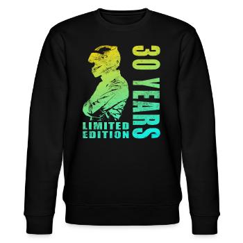 Biker 30. Geburtstag, 30 Jahre Motorradfahrer - Stanley/Stella Unisex Bio-Sweatshirt CHANGER  - Schwarz - Vorne - Nik (191cm) & Marisol (170cm)