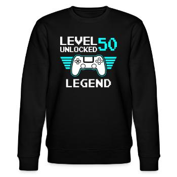 Level 50 Unlocked Gamer Gamer 50 Years - Stanley/Stella CHANGER Unisex Organic Sweatshirt - black - Front - Nik (191cm) & Marisol (170cm)