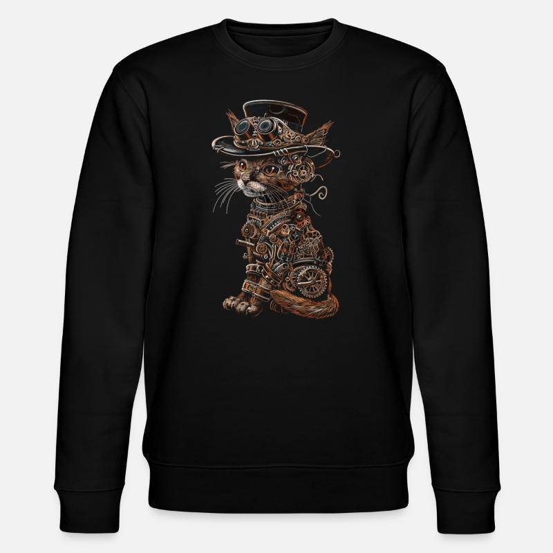 Chat steampunk - Sweat bio CHANGER Stanley/Stella Unisexe - noir