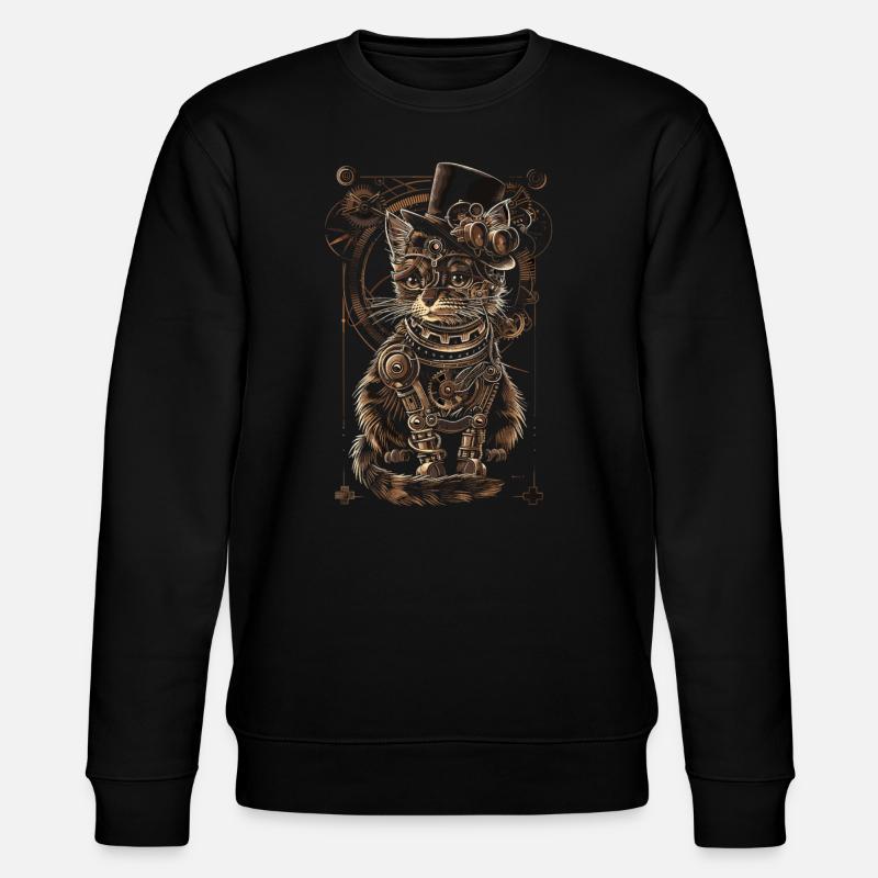 Steampunk-katze - Stanley/Stella Unisex Bio-Sweatshirt CHANGER  - Schwarz