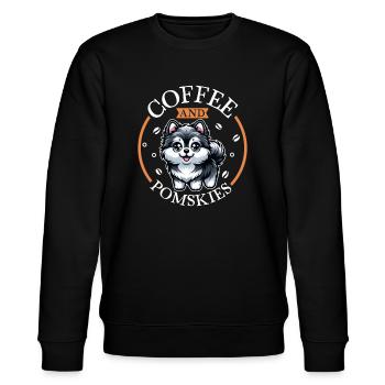 Kaffee und Pomsky - Stanley/Stella Unisex Bio-Sweatshirt CHANGER  - Schwarz - Vorne - Nik (191cm) & Marisol (170cm)