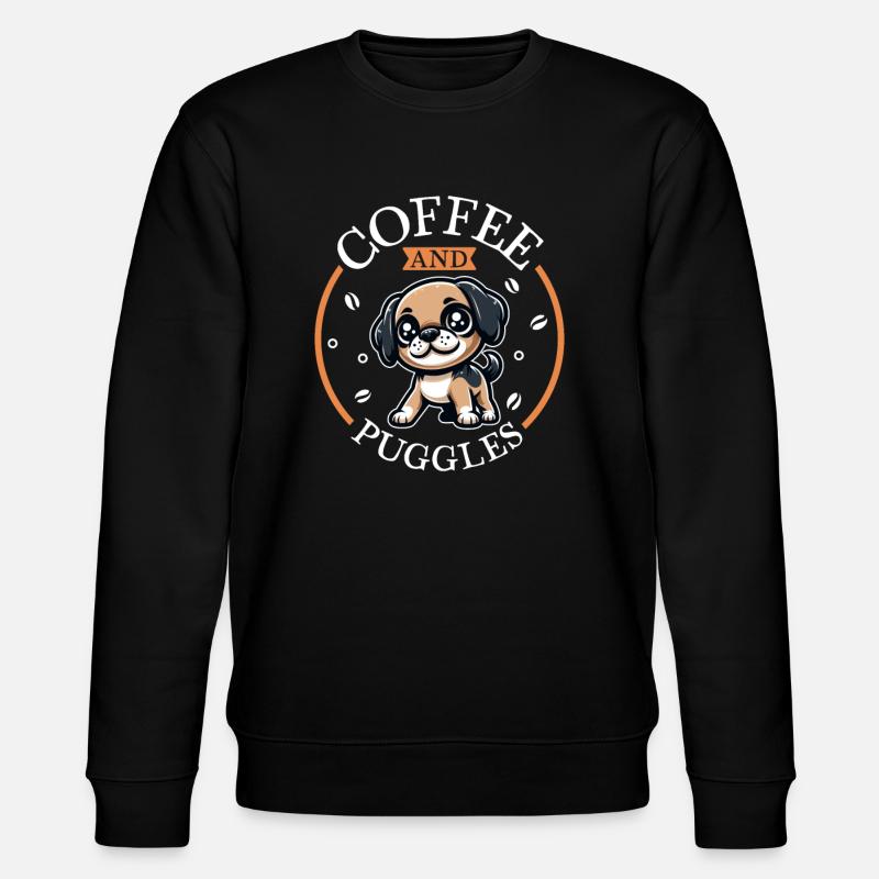 Kaffee und Puggle - Stanley/Stella Unisex Bio-Sweatshirt CHANGER  - Schwarz