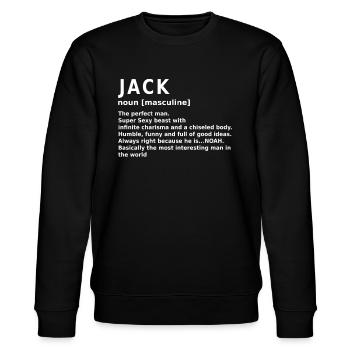 Jack Nom Dire Cadeau Prénom Jack - Sweat bio CHANGER Stanley/Stella Unisexe - noir - Devant - Nik (191cm) & Marisol (170cm)