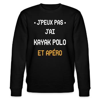 Ich kann nicht, ich habe Kajak-Polo und Aperitif - Stanley/Stella Unisex Bio-Sweatshirt CHANGER  - Schwarz - Vorne - Nik (191cm) & Marisol (170cm)