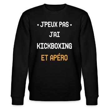 Ich kann nicht Kickboxen und Aperitif haben - Stanley/Stella Unisex Bio-Sweatshirt CHANGER  - Schwarz - Vorne - Nik (191cm) & Marisol (170cm)
