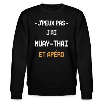 Ich kann nicht Muay Thai und Aperitif haben - Stanley/Stella Unisex Bio-Sweatshirt CHANGER  - Schwarz - Vorne - Nik (191cm) & Marisol (170cm)