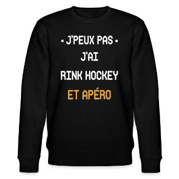 j'peux pas j'ai rink hockey et apéro - Sweat bio CHANGER Stanley/Stella Unisexe - noir - Devant - Nik (191cm) & Marisol (170cm)