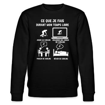 Freizeit Curling Humor - Stanley/Stella Unisex Bio-Sweatshirt CHANGER  - Schwarz - Vorne - Nik (191cm) & Marisol (170cm)