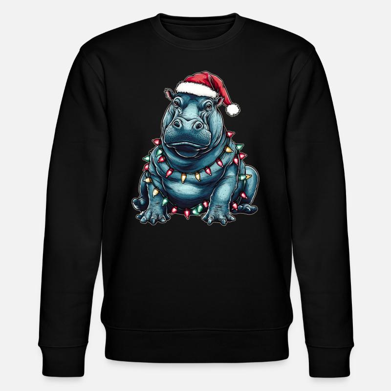 Hippopotame Hippopotame Chapeau de Noël - Sweat bio CHANGER Stanley/Stella Unisexe - noir