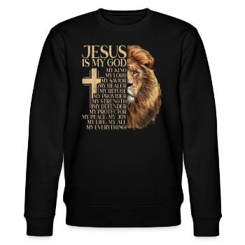 Löwe Des Juda -Glaubens An Christian Christian - Stanley/Stella Unisex Bio-Sweatshirt CHANGER  - Schwarz - Vorne - Nik (191cm) & Marisol (170cm)