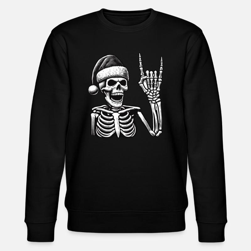 Skeleton With Santa Hat Rocks - Stanley/Stella CHANGER Unisex Organic Sweatshirt - black