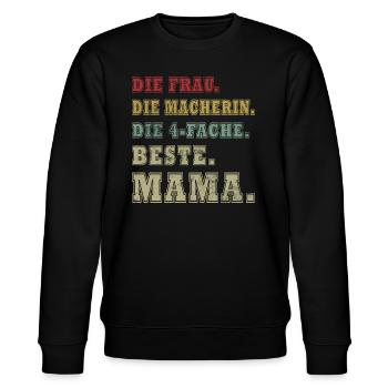 Eltern von 4 Kindern Mama von 4 Kindern - Stanley/Stella Unisex Bio-Sweatshirt CHANGER  - Schwarz - Vorne - Nik (191cm) & Marisol (170cm)