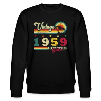 Limited Edition 1959 Geburtstag 1959 Geboren - Stanley/Stella Unisex Bio-Sweatshirt CHANGER  - Schwarz - Vorne - Nik (191cm) & Marisol (170cm)