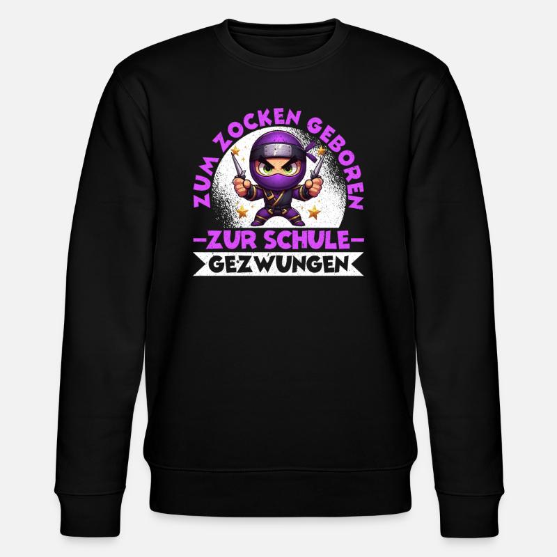 Né pour jouer, Forcé à l’école, Ninja - Sweat bio CHANGER Stanley/Stella Unisexe - noir