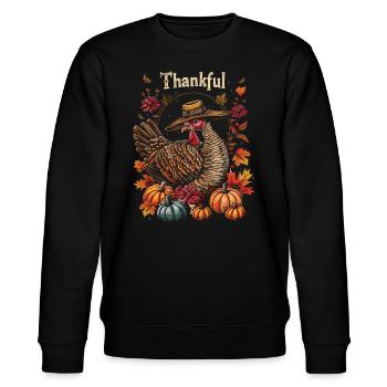 Dankbares Gobble Wobble Thanksgiving - Stanley/Stella Unisex Bio-Sweatshirt CHANGER  - Schwarz - Vorne - Nik (191cm) & Marisol (170cm)