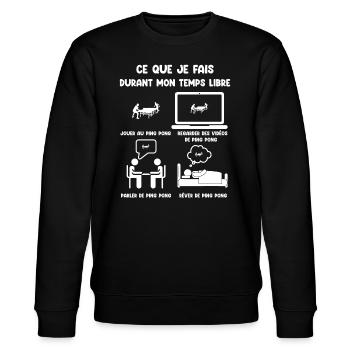 Freizeit, Tischtennis, lustiger Humor - Stanley/Stella Unisex Bio-Sweatshirt CHANGER  - Schwarz - Vorne - Nik (191cm) & Marisol (170cm)