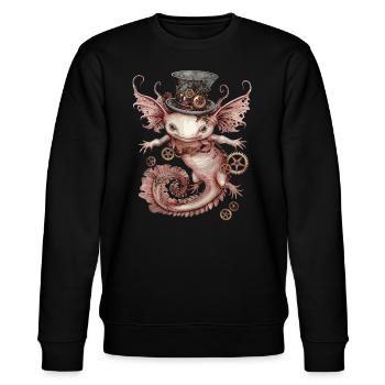 Steampunk Axolotl - Stanley/Stella CHANGER Unisex Organic Sweatshirt - black - Front - Nik (191cm) & Marisol (170cm)