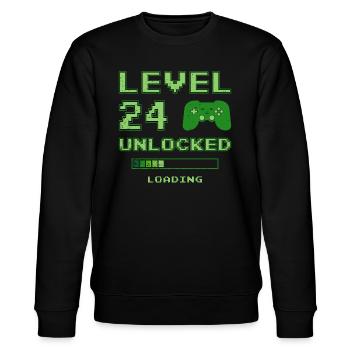Level 24 Unlocked 24 Jahre Geburtstag Geschenk - Stanley/Stella Unisex Bio-Sweatshirt CHANGER  - Schwarz - Vorne - Nik (191cm) & Marisol (170cm)