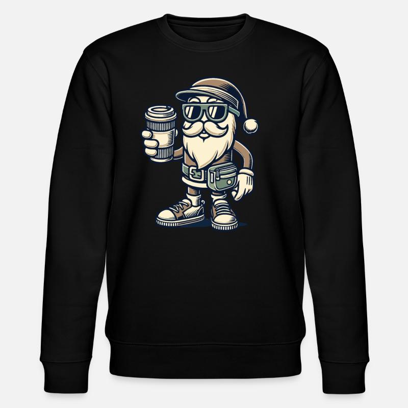 Schnösel Weihnachtsmann Mit Kaffee - Stanley/Stella Unisex Bio-Sweatshirt CHANGER  - Schwarz